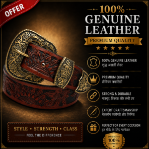 Premium Dark Brown Floral Handtooled Belt