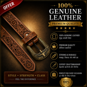 Premium Tan Brown Western Floral Belt