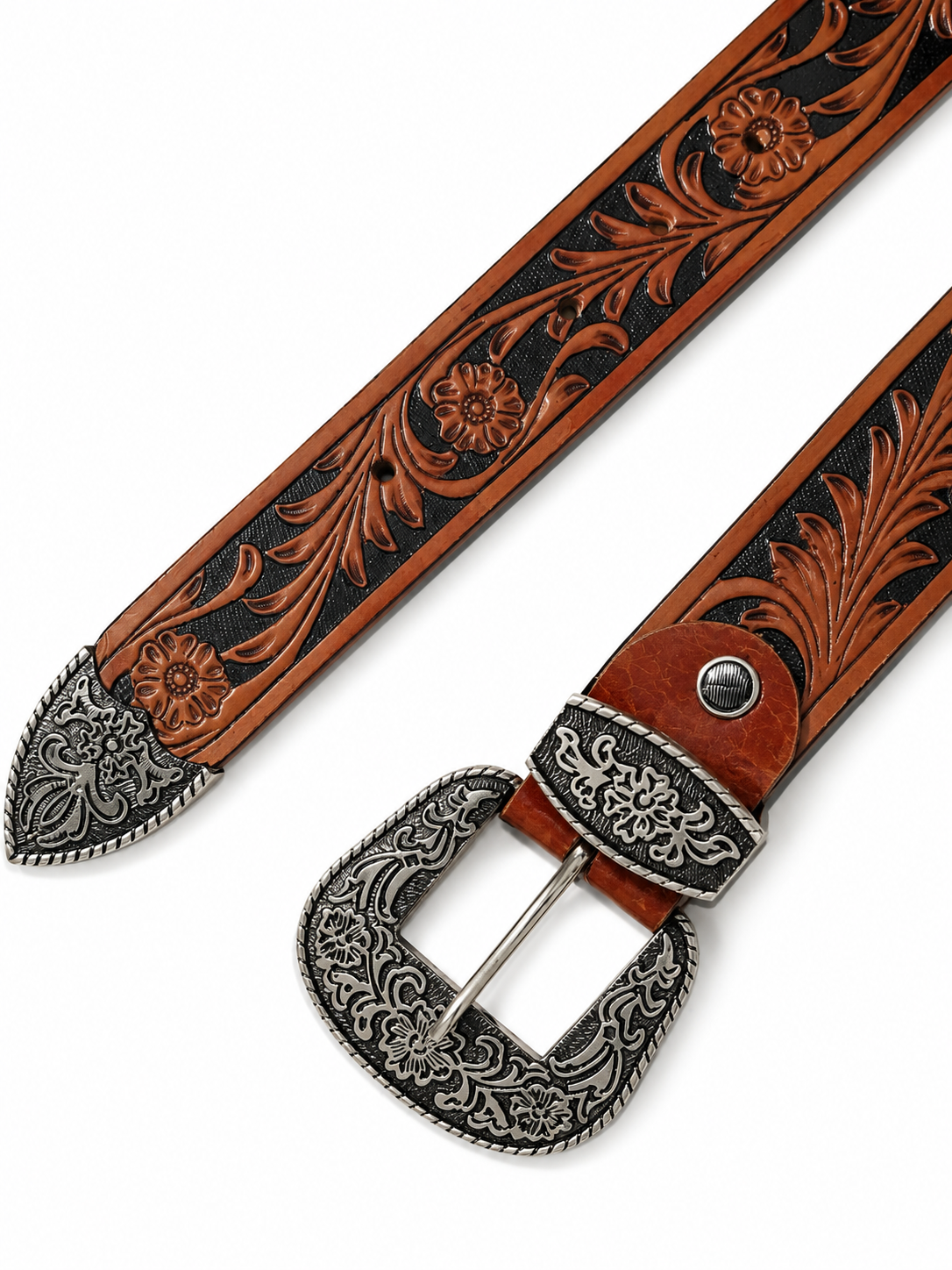 Premium Tan Brown Floral Belt – Bold Western Style - Image 5